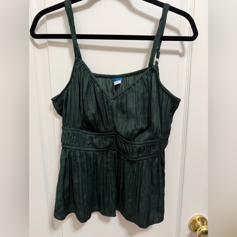 Old Navy Olive Green Pleated V-Neck Dress